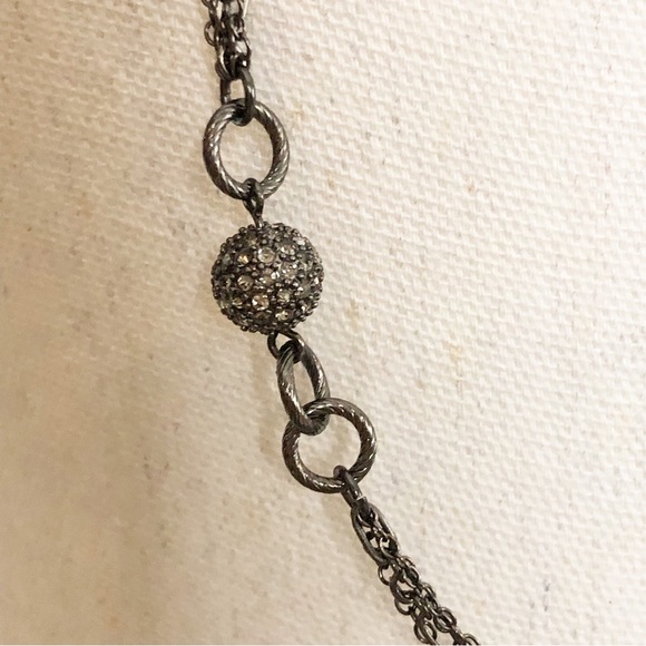 LIA SOPHIA Gun Metal Tone Chain Purple Jeweled Long Necklace - Picture 7 of 16